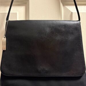 Enzo Angiolini Black Leather/Nylon Shoulder Bag